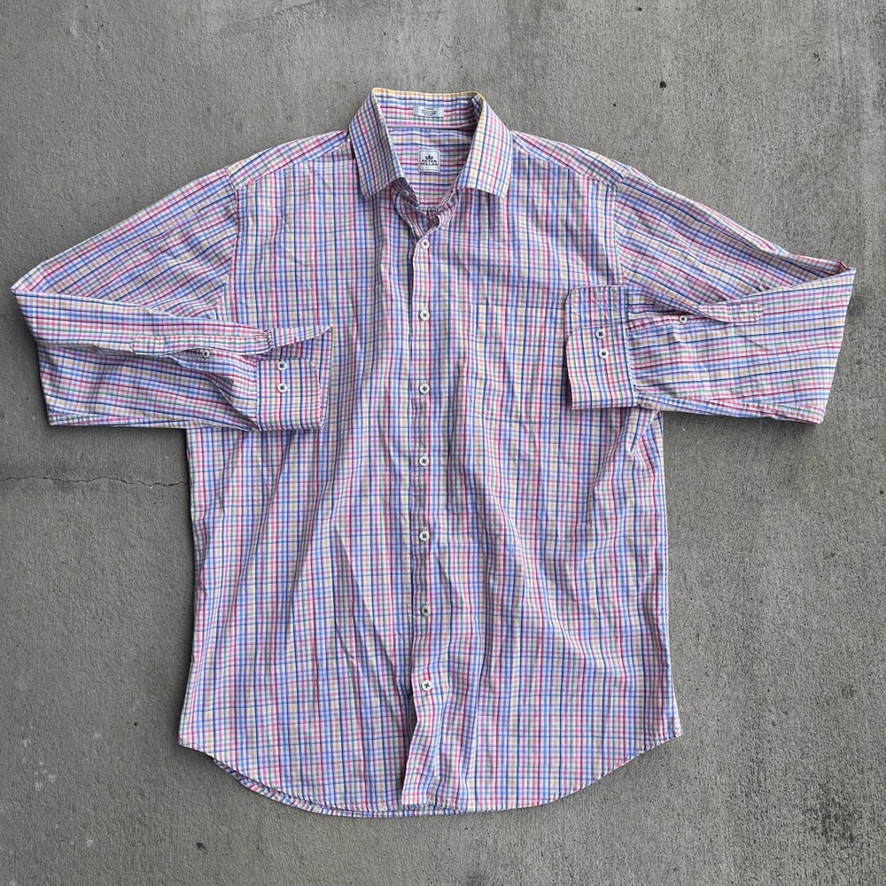 Peter Millar Multi-colored Plaid Button-down Shirt‎ Sz L